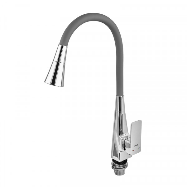 Змішувач для кухні MIXXUS ETNA 014-T NUT REFL.GREY (Колір хром+силіконовий вилив сірий) (MI8420)