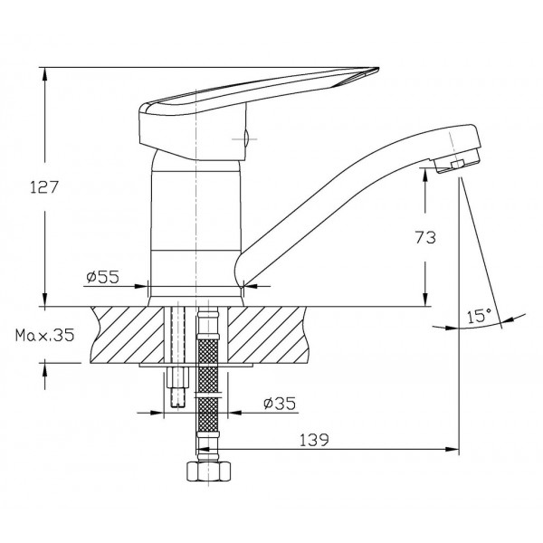 Змішувач для умивальника HAIBA DISK 004-15CM (Колір хром) (HB0053)