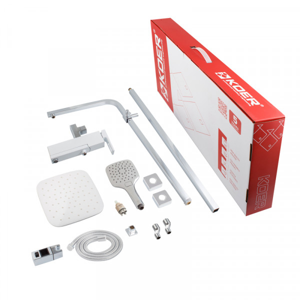 Душова колона зі змішувачем KOER KB-56009-04, 3 функціі (Колір хром+білий) (KR5987)