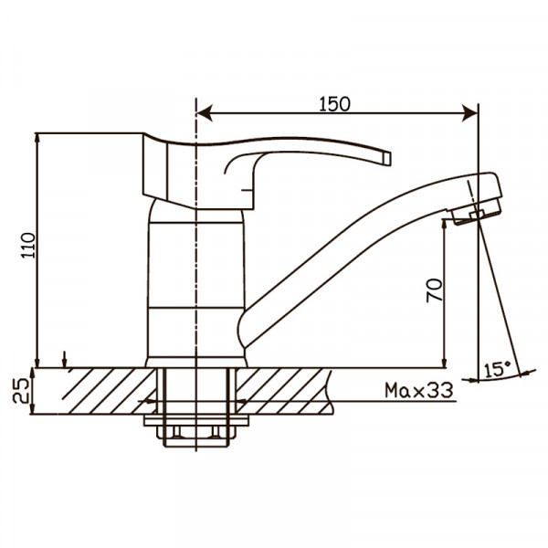 Змішувач для умивальника HAIBA FOCUS 555-15CM NUT (Колір хром) (HB0135)