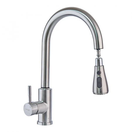 Змішувач для кухні MIXXUS LUX-014 SENSOR сенсорний з висувною лійкою з нерж. сталі SUS304 (Колір нерж) (MI6230)