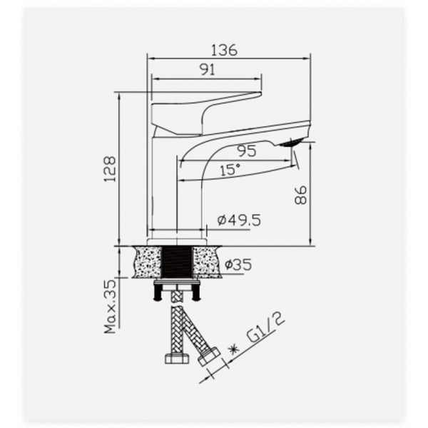 Змішувач для умивальника HAIBA ARNO 001 NUT (HB9674)