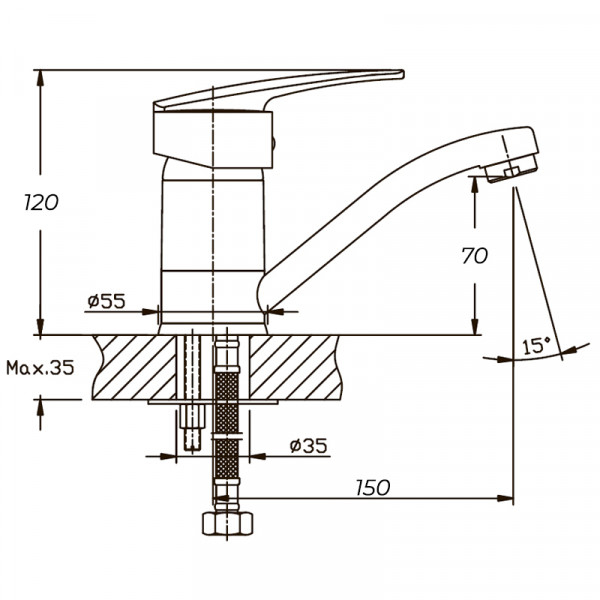 Змішувач для умивальника HAIBA AGAT 004-15CM (Колір хром) (HB0005)