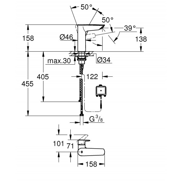 Змішувач для раковини Grohe Eurosmart з інфрачервоною електронікою (239752433)