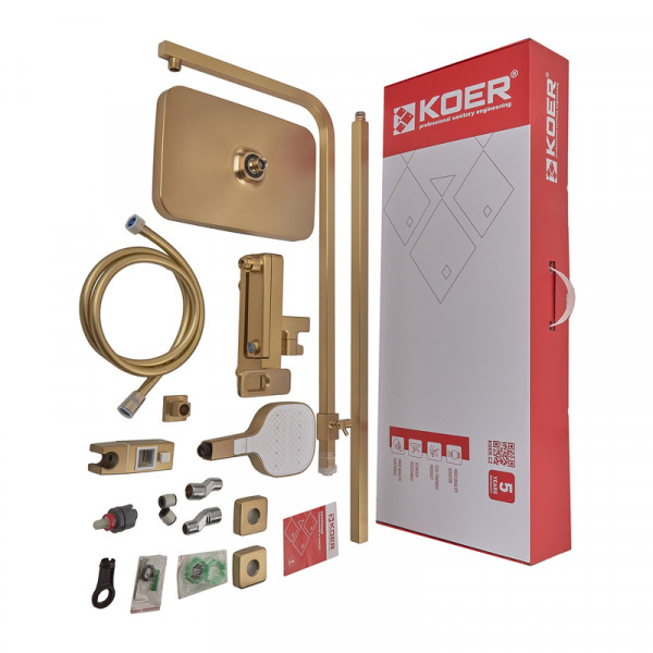 Душова колона зі змішувачем Koer KB-56031-12 3 функціі (Колір матове золото) (KR5974)