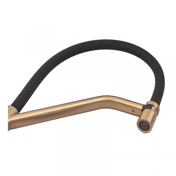 Змішувач для кухні MIXXUS PREMIUM GRAVITY 017 NUT BRUSHED GOLD REFL.BLACK (Колір матове золото+силік. вилив чорний) (MI8410)