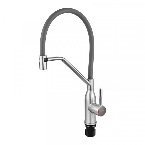 Змішувач для кухні MIXXUS PREMIUM GRAVITY 017 NUT SS COLOR REFL.GREY (Колір нержавіюча сталь+силік. вилив сірий) (MI8407)