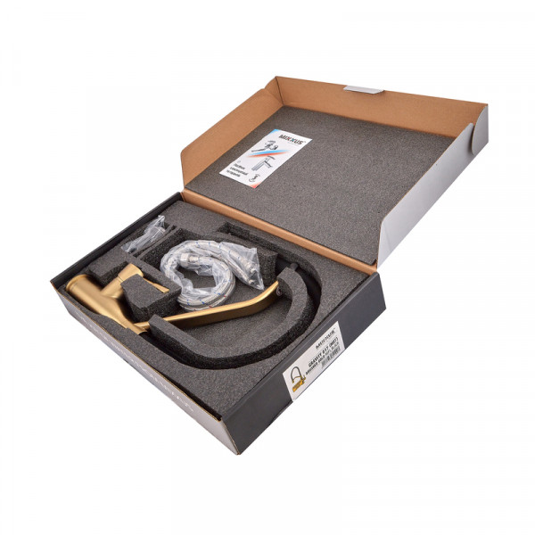 Змішувач для кухні MIXXUS PREMIUM GRAVITY 017 NUT BRUSHED GOLD REFL.BLACK (Колір матове золото+силік. вилив чорний) (MI8410)