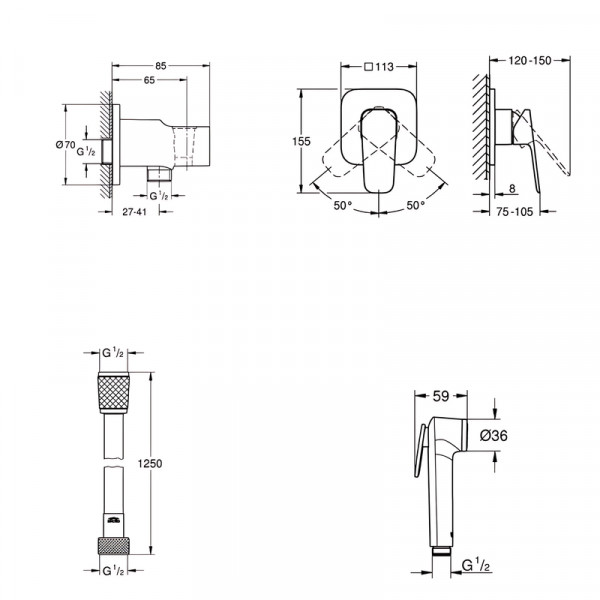Готовий комплект для гігієнічного душу Grohe Cubeo (UA11183003)