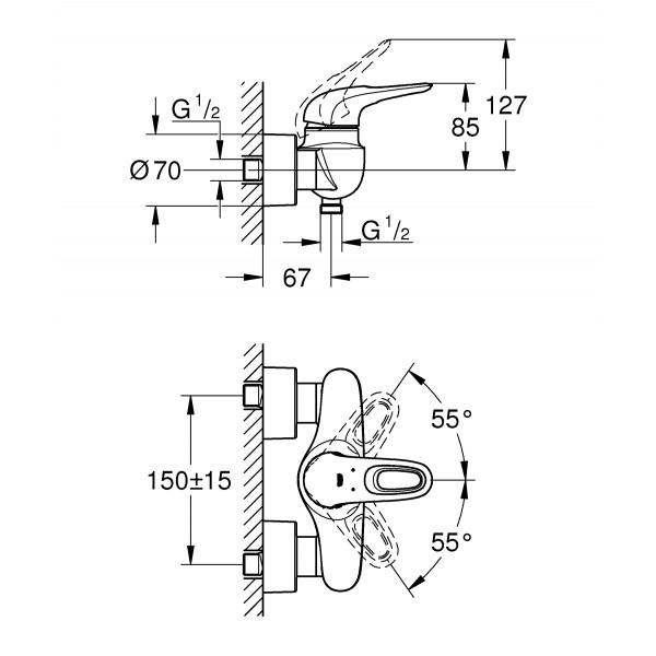 Змішувач для душу Grohe Eurostyle (33590003)