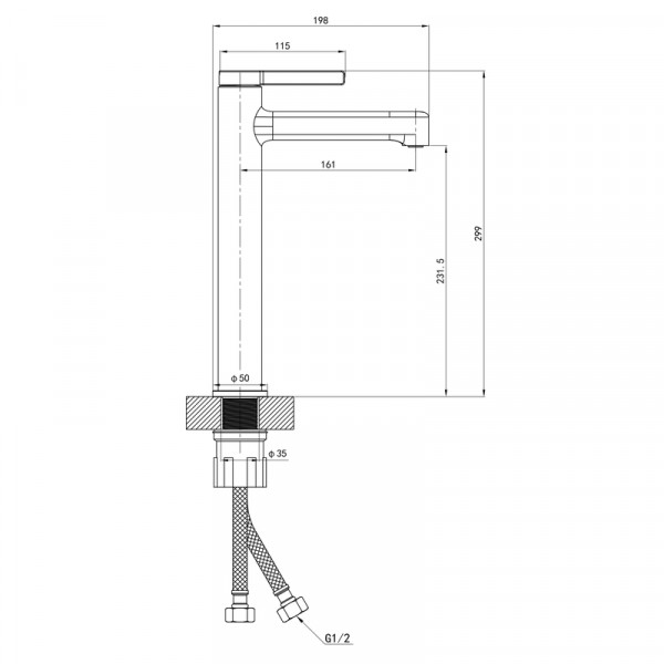 Змішувач для умивальника MIXXUS PREMIUM VERDI 001 NUT HIGH (MI8241)