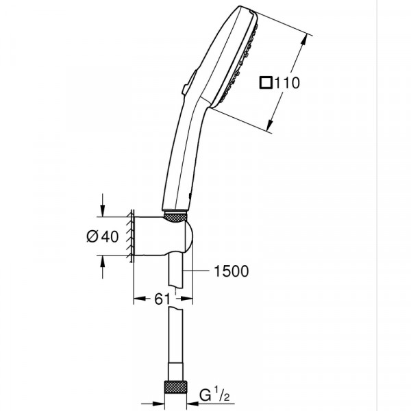 Душовий набір Grohe Tempesta Cube 110 3 режими Rain, Jet, Massage (275882433)