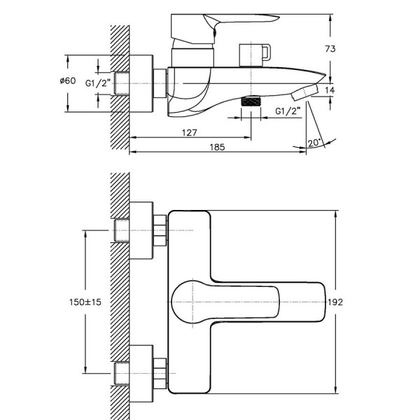 Змішувач для ванни Haiba Columbia 009 (HB0815)
