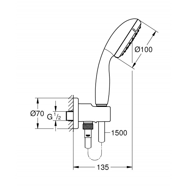 Набір для душу (33556003+26406001) Grohe Eurosmart UA33556002 (UA33556002)