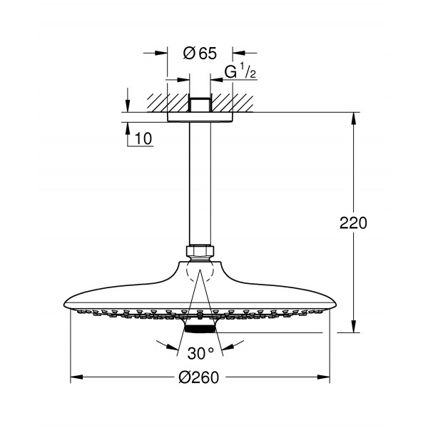 Верхній душ з стельовим кронштейном Grohe Euphoria (26461000)