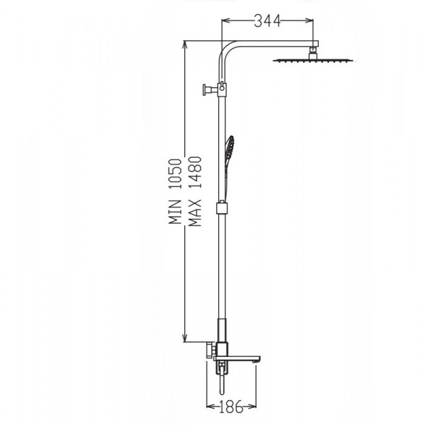 Душова колона зі змішувачем KOER KB-56039-01 3 функції (Колір хром) (KR5995)