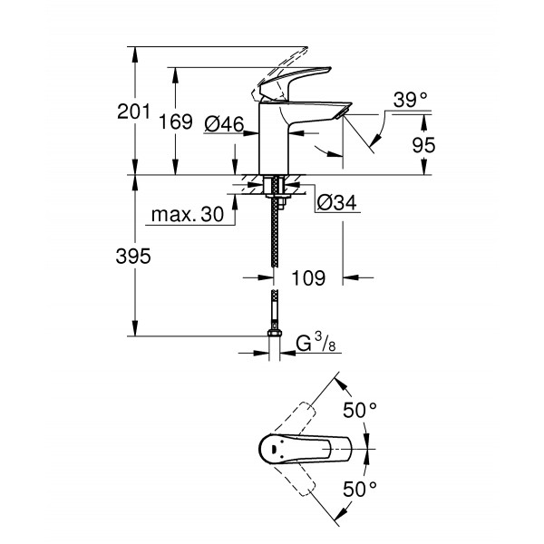 Змішувач для раковини Grohe Eurosmart S-Size (324672433)
