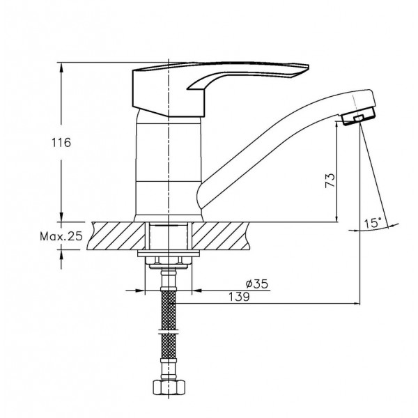 Змішувач для умивальника Haiba Hansberg 555 (15 см) (HB0215)