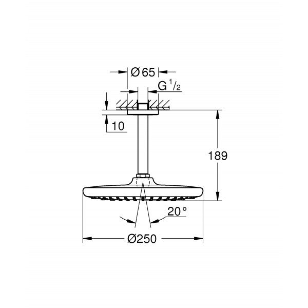 Верхній душ з стельовим кронштейном Grohe Tempesta (26669000)