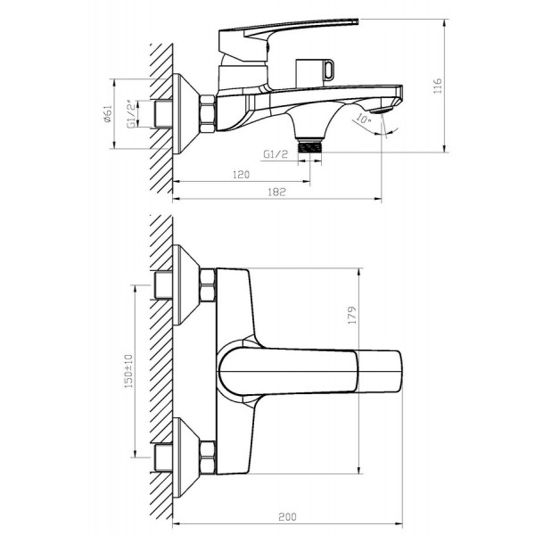 Змішувач для ванни Haiba Troya 009 Euro (HB9661)