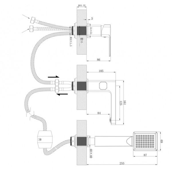 Змішувач для ванни Haiba Kubus 022 (3-hole) (HB3957)