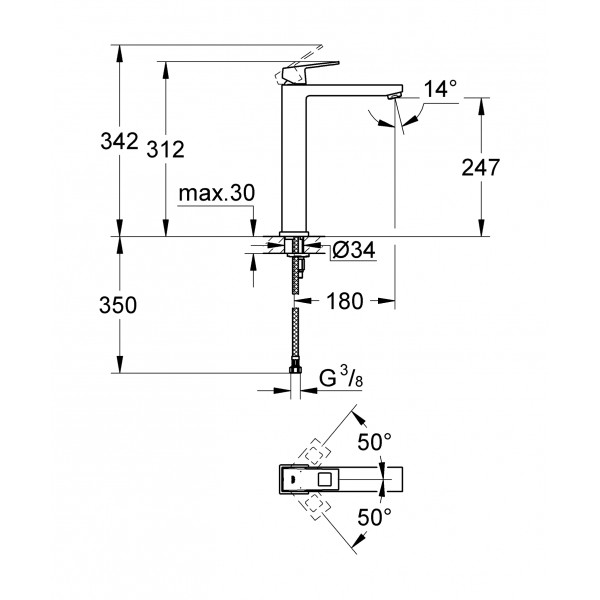 Змішувач на стільницю для раковини XL-розміру Grohe Eurocube (23406000)