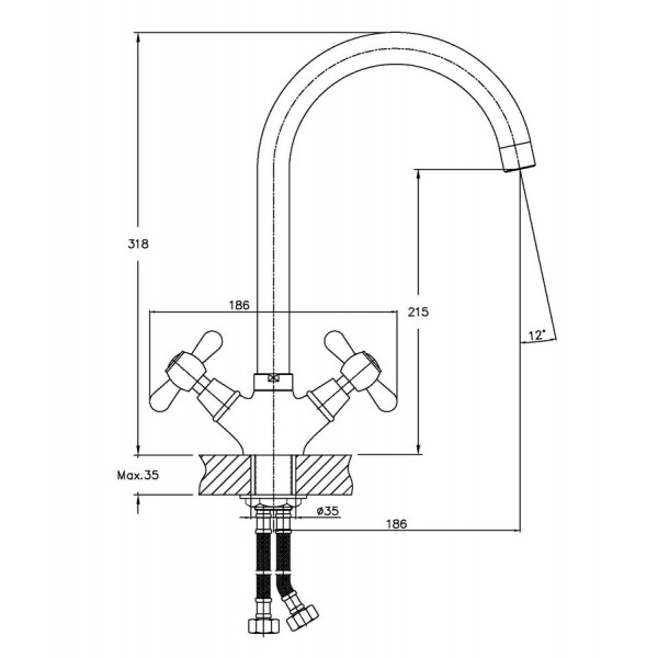 Змішувач для кухні Haiba Dominox 275 (HB0091)