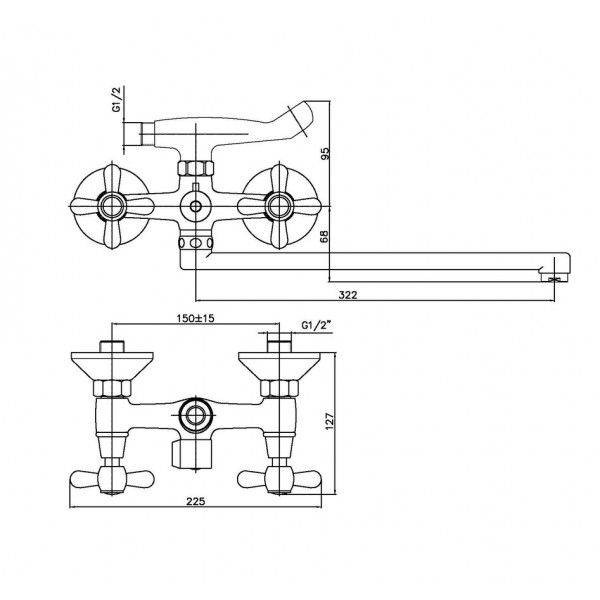 Змішувач для ванни Haiba Dominox 140 (HB0064)