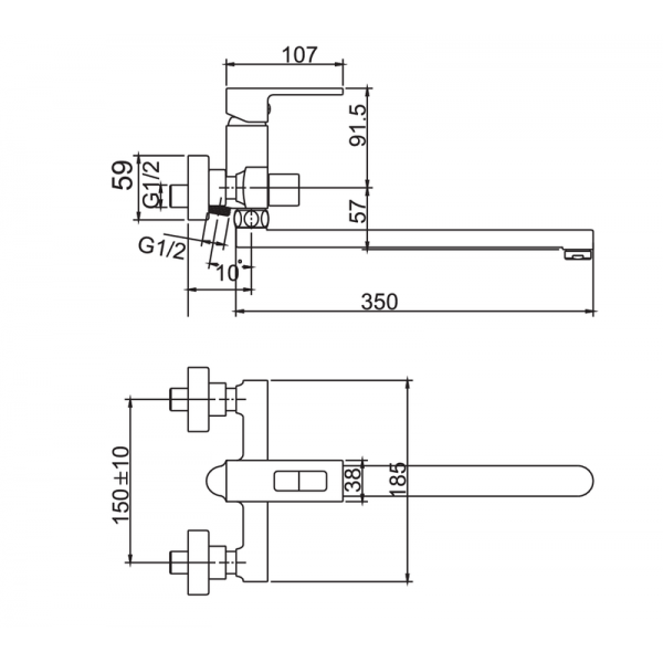 Змішувач для ванни Haiba KANT 006 EURO (HB9602)