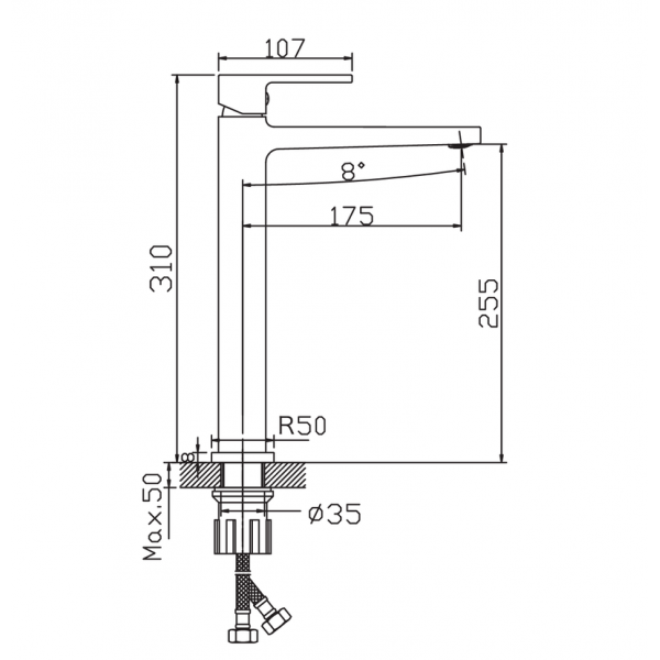 Змішувач для умивальника Haiba Kant 001 HIGH (HB9601)