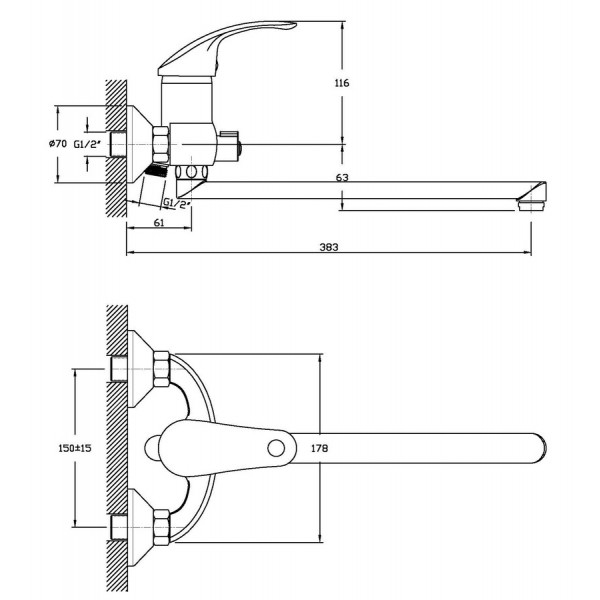 Змішувач для ванни Haiba FABIO 006 (HB0746)