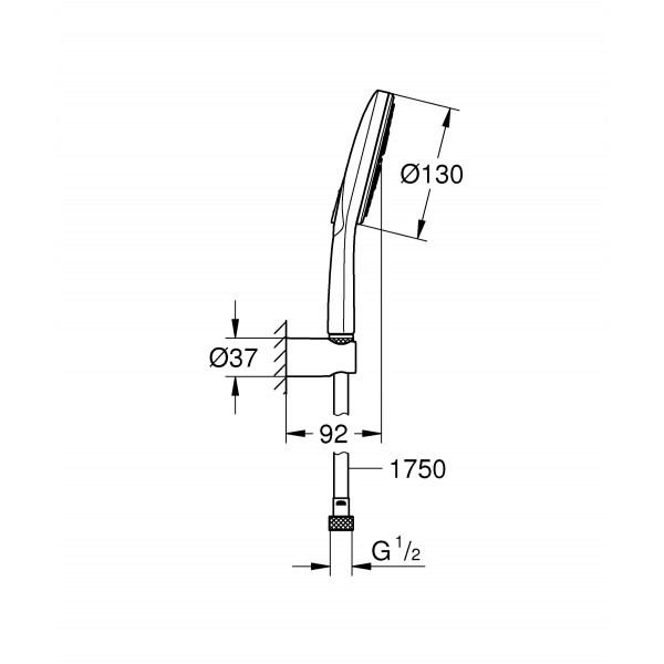 Душовий набір з тримачем, 3 режими струменю Grohe Rainshower SmartActive (26581000)