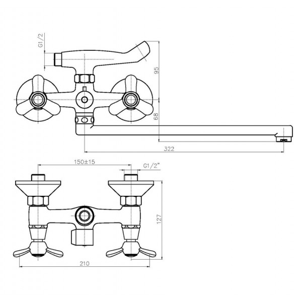 Змішувач для ванни Haiba Vilta 140 (HB0916)