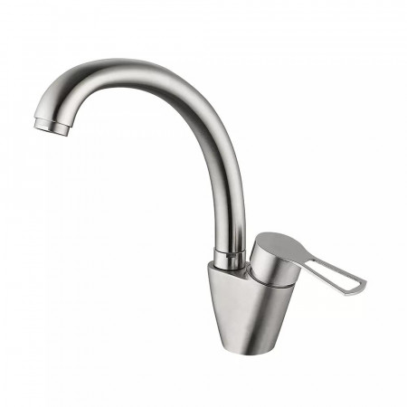 KIT4A-16 кухня одноваж. повортн.  вилив  вухо нерж гайка Ø35 (brushed nickel) {10/1}