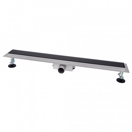 IT02-FT24/800 BG ITAL Душовий трап 800 мм,ЗАГАРТОВ. СКЛО,комбін. затвор,Black Glossy (блістер) {5/1}