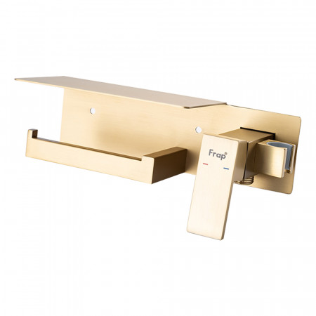 F2076-3 душ гігієнічний з бумаготримачем та полицею Ø25 (сатин золотий) {10/1}