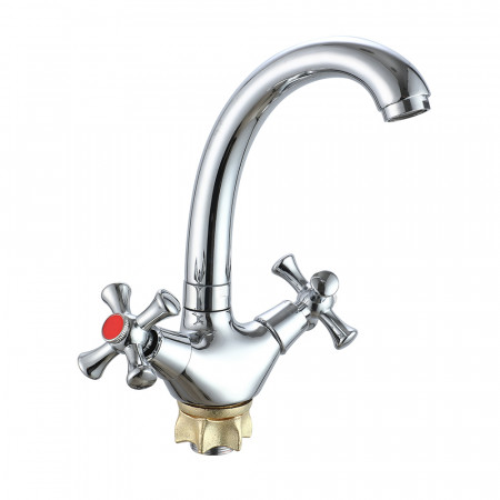 VRL121-12 умивальник двовент. поворот. вилив  гайка (хром) {10/1}