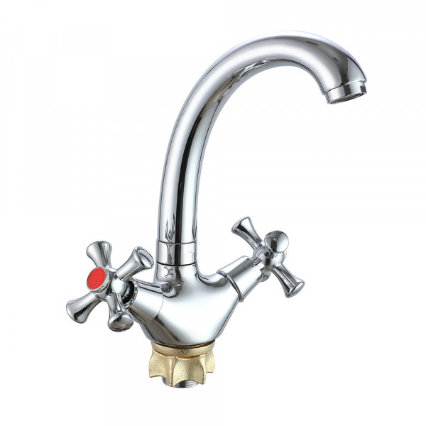 VRL121-12 умивальник двовент. поворот. вилив  гайка (хром) {10/1}